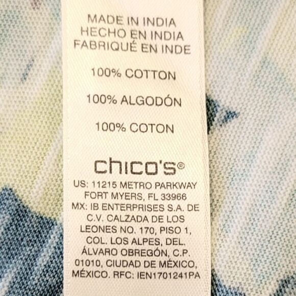 Chico's Blooming Happiness Scoop Neck Asymmetrical Grommet Tunic Size S - Picture 9 of 10